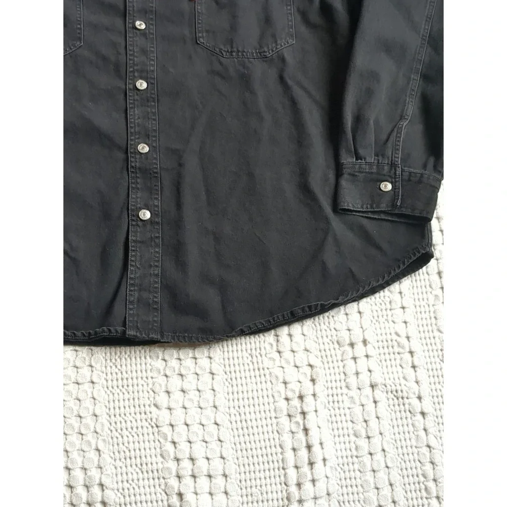 Vtg Levi's Red Tab Denim Shirt Metal Button Long Sleeve Button Up Black Size XXL